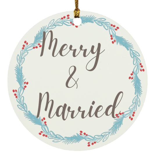 Merry & Married Circle Ornament