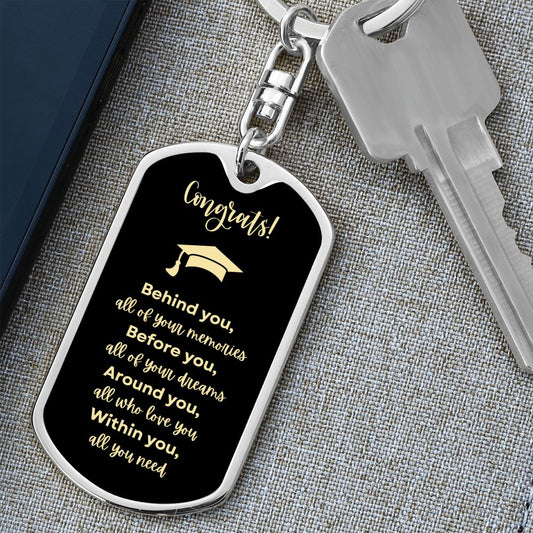 Graduation - Dog Tag Key Chain (Blk)