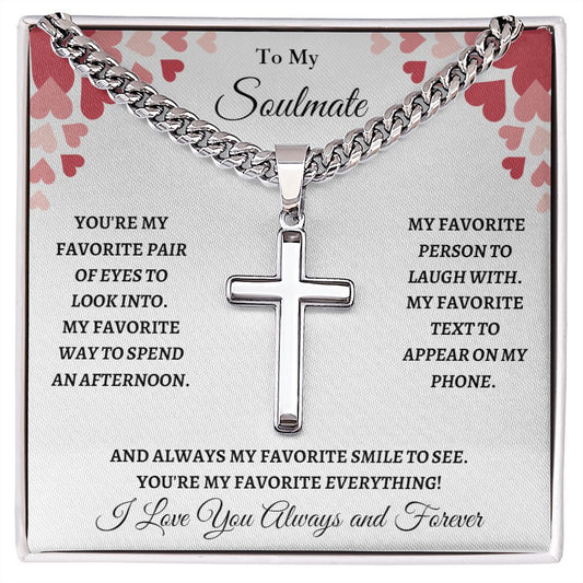 To Soulmate - Cuban Chain with Artisan Cross Necklace