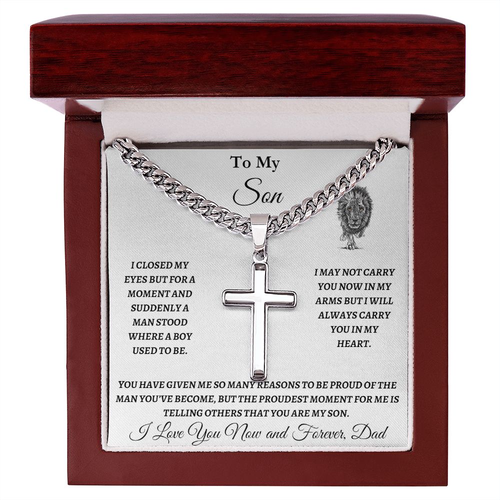 To Son From Dad - Cuban Chain with Artisan Cross Necklace