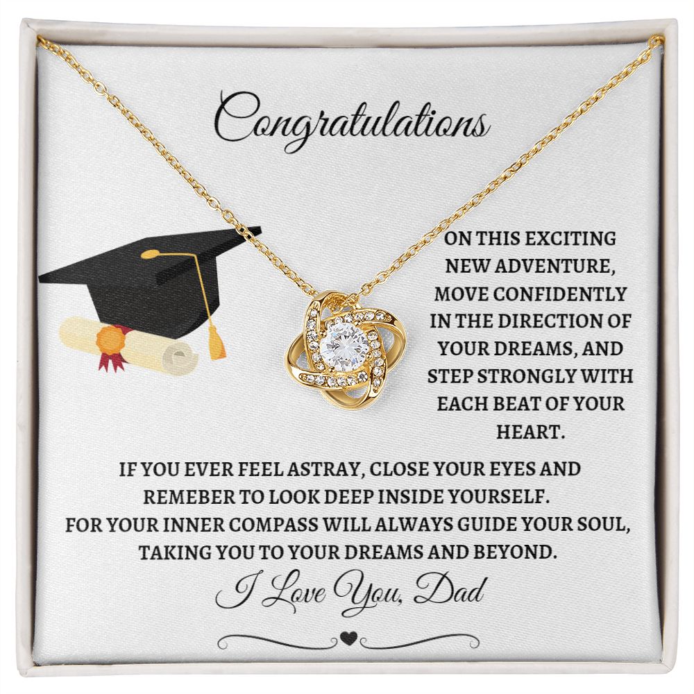 To Daughter From Dad Graduation - Love Knot Necklace