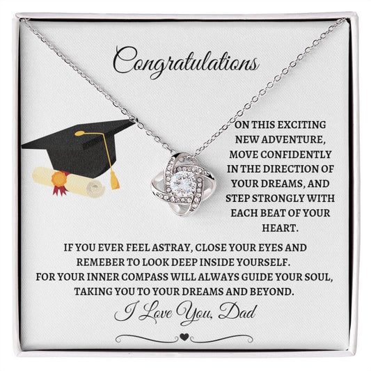 To Daughter From Dad Graduation - Love Knot Necklace