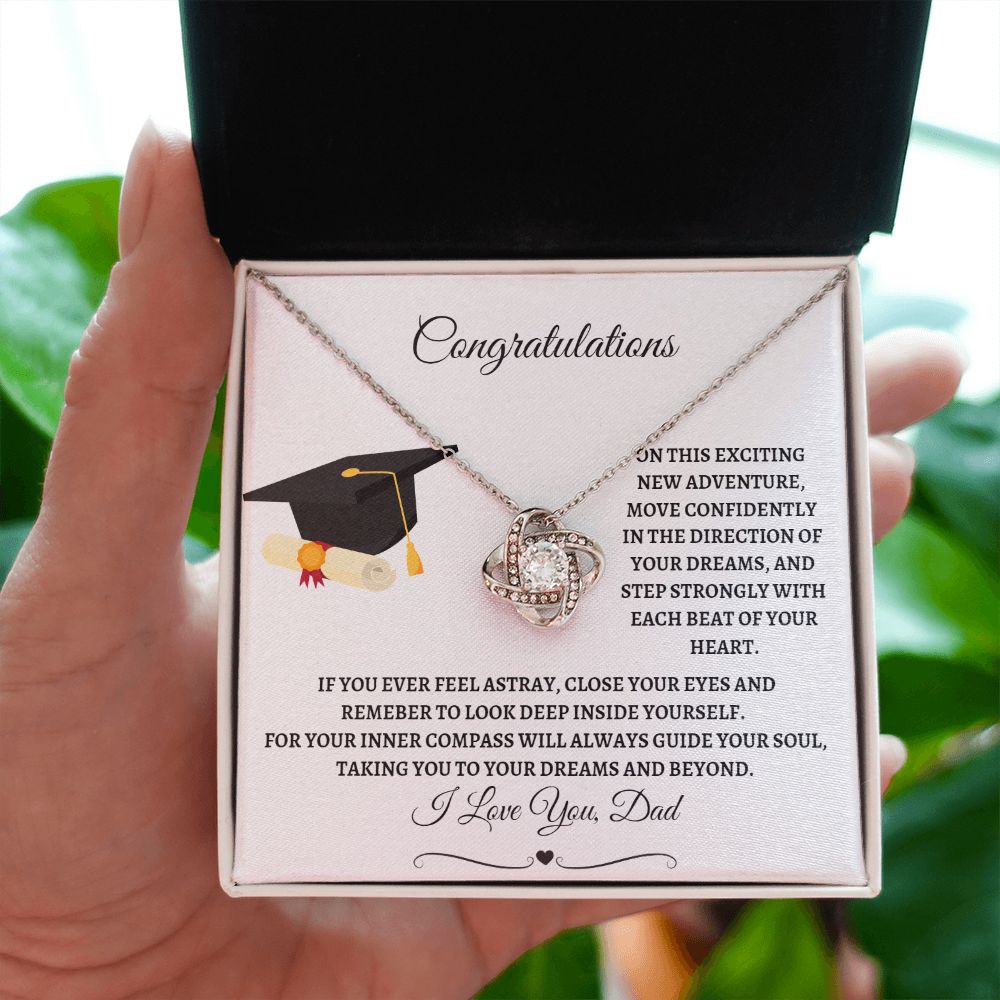 To Daughter From Dad Graduation - Love Knot Necklace