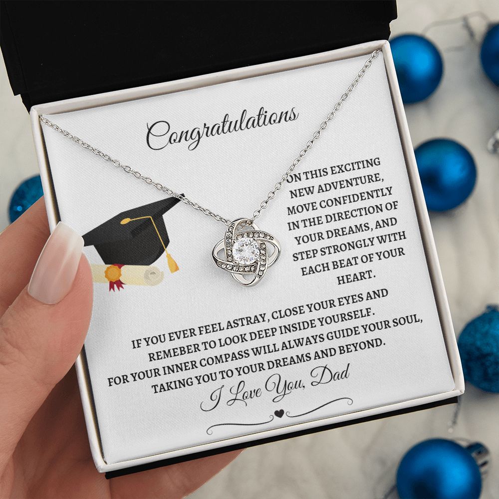 To Daughter From Dad Graduation - Love Knot Necklace