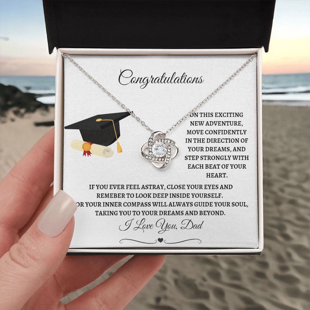 To Daughter From Dad Graduation - Love Knot Necklace