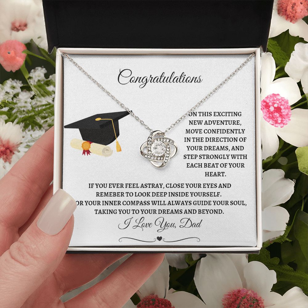 To Daughter From Dad Graduation - Love Knot Necklace