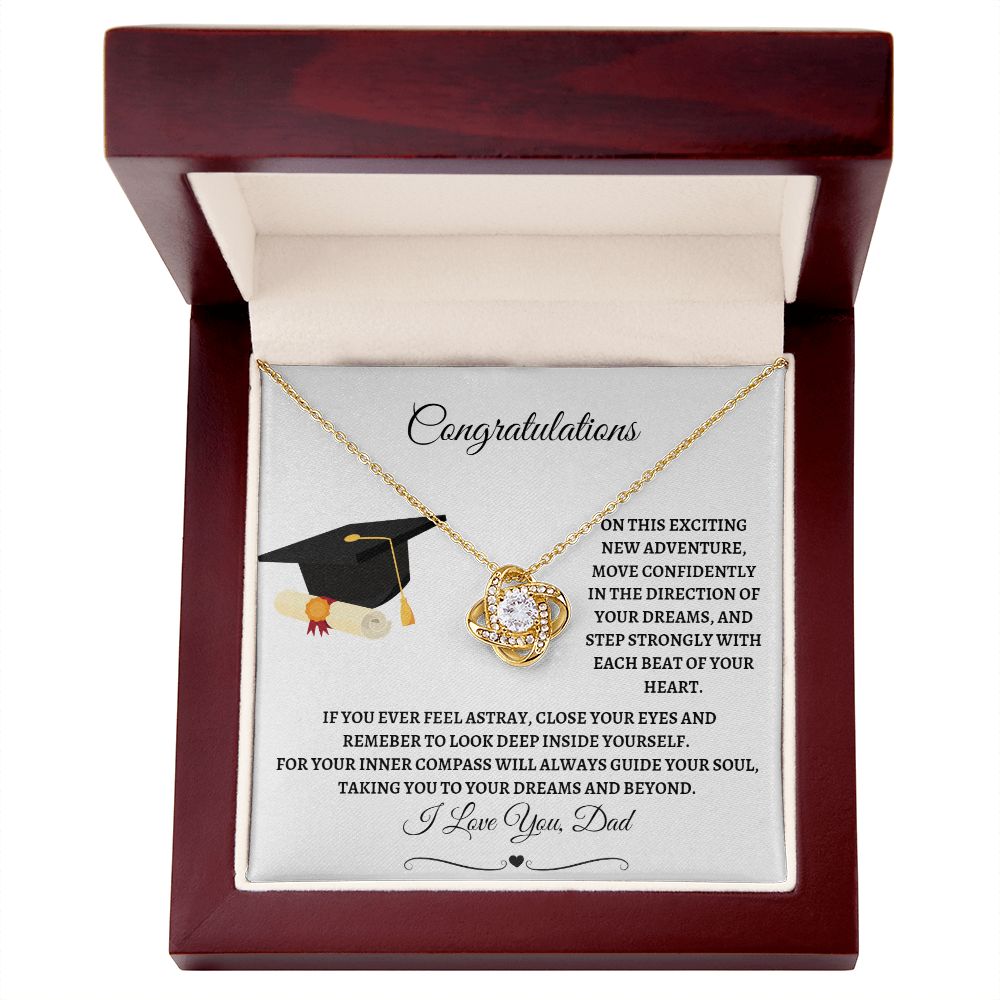 To Daughter From Dad Graduation - Love Knot Necklace