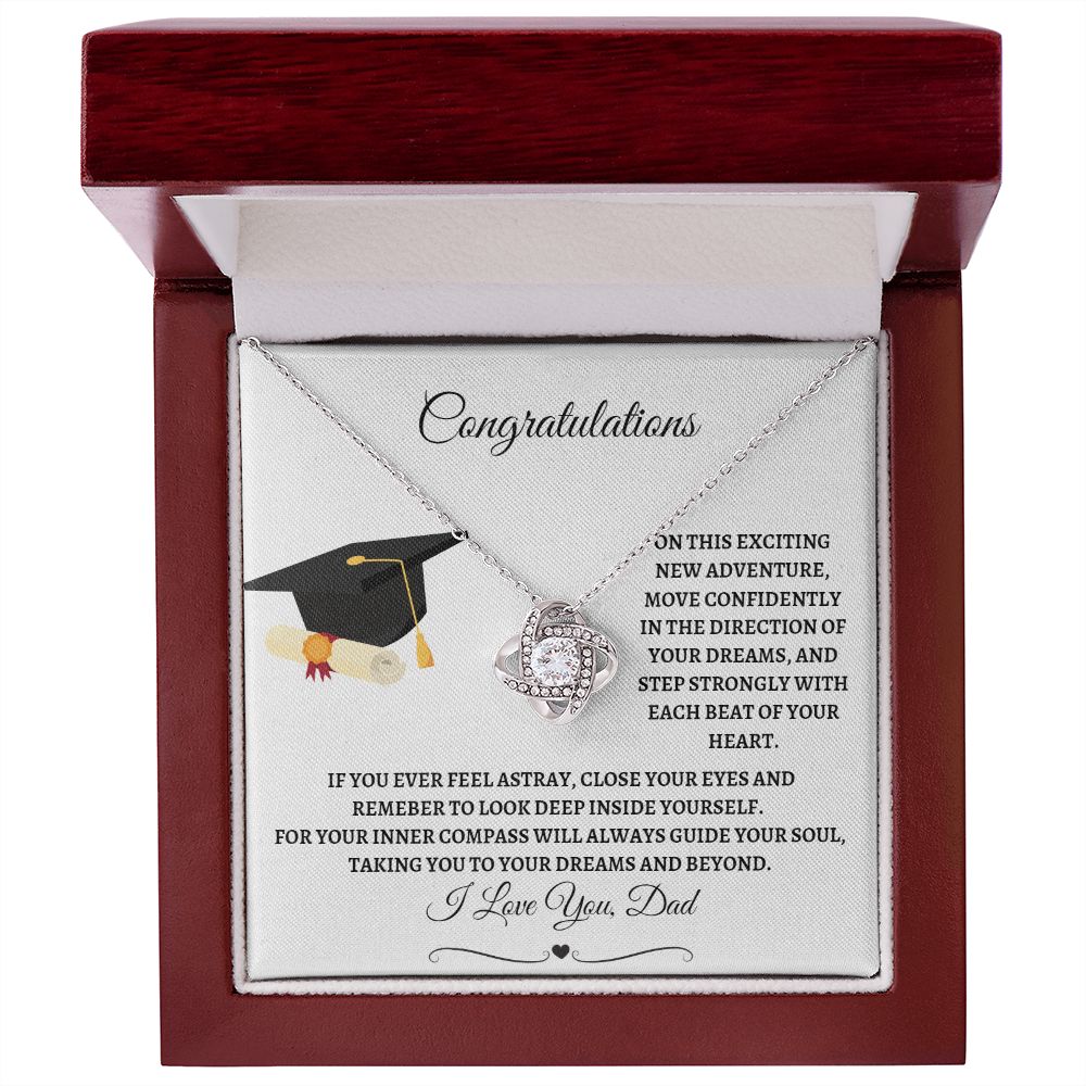 To Daughter From Dad Graduation - Love Knot Necklace