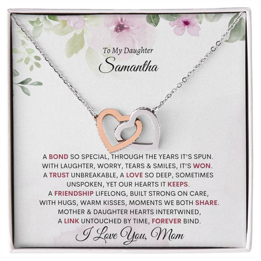 Personalized Daughter From Mom - Interlocking Hearts Necklace