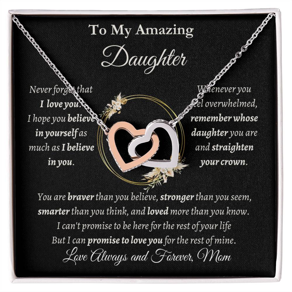 Amazing Daughter - Interlocking Hearts Necklace (Personalize)