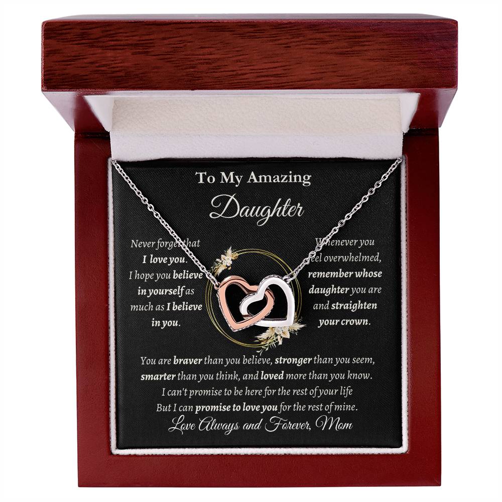 Amazing Daughter - Interlocking Hearts Necklace (Personalize)