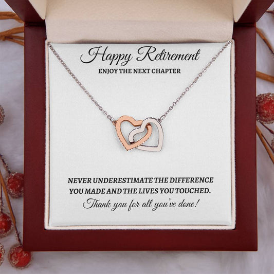 Happy Retirement - Interlocking Hearts Necklace