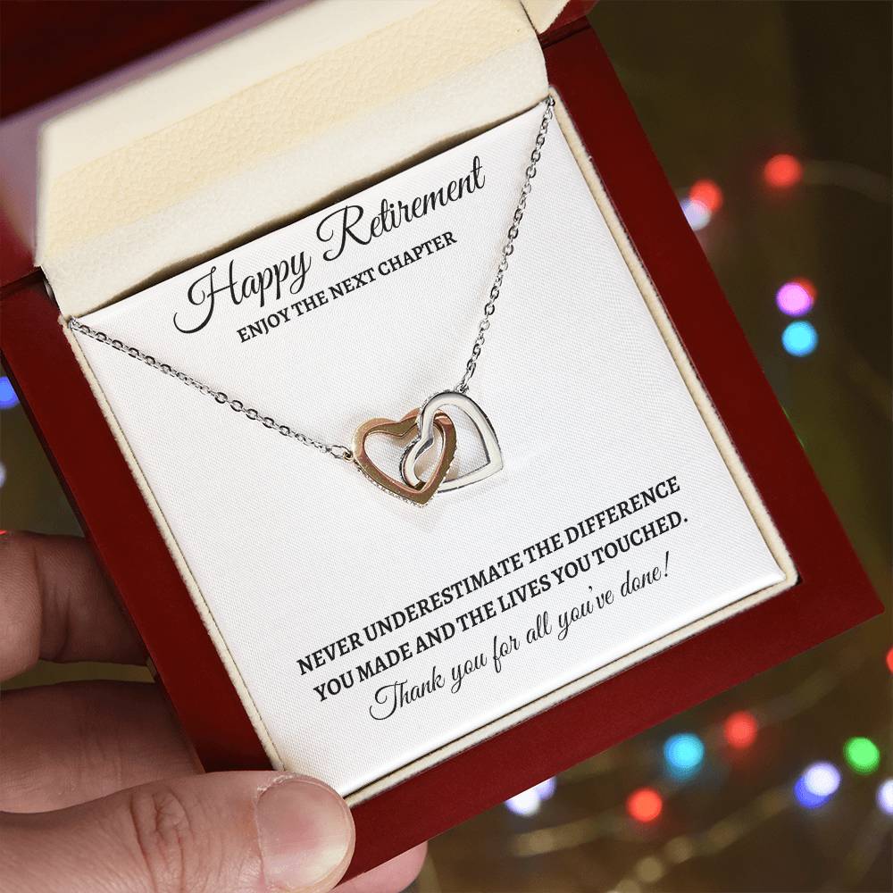 Happy Retirement - Interlocking Hearts Necklace