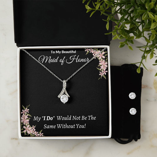 To Maid of Honor - Alluring Beauty Necklace & CZ Earring Set