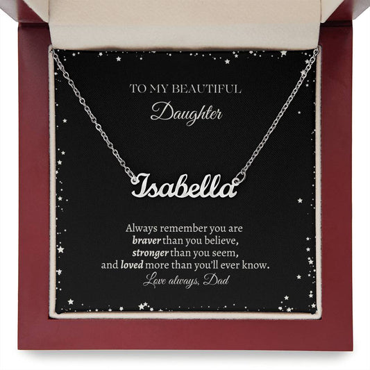 Daughter Always Remember Name Necklace (blk)