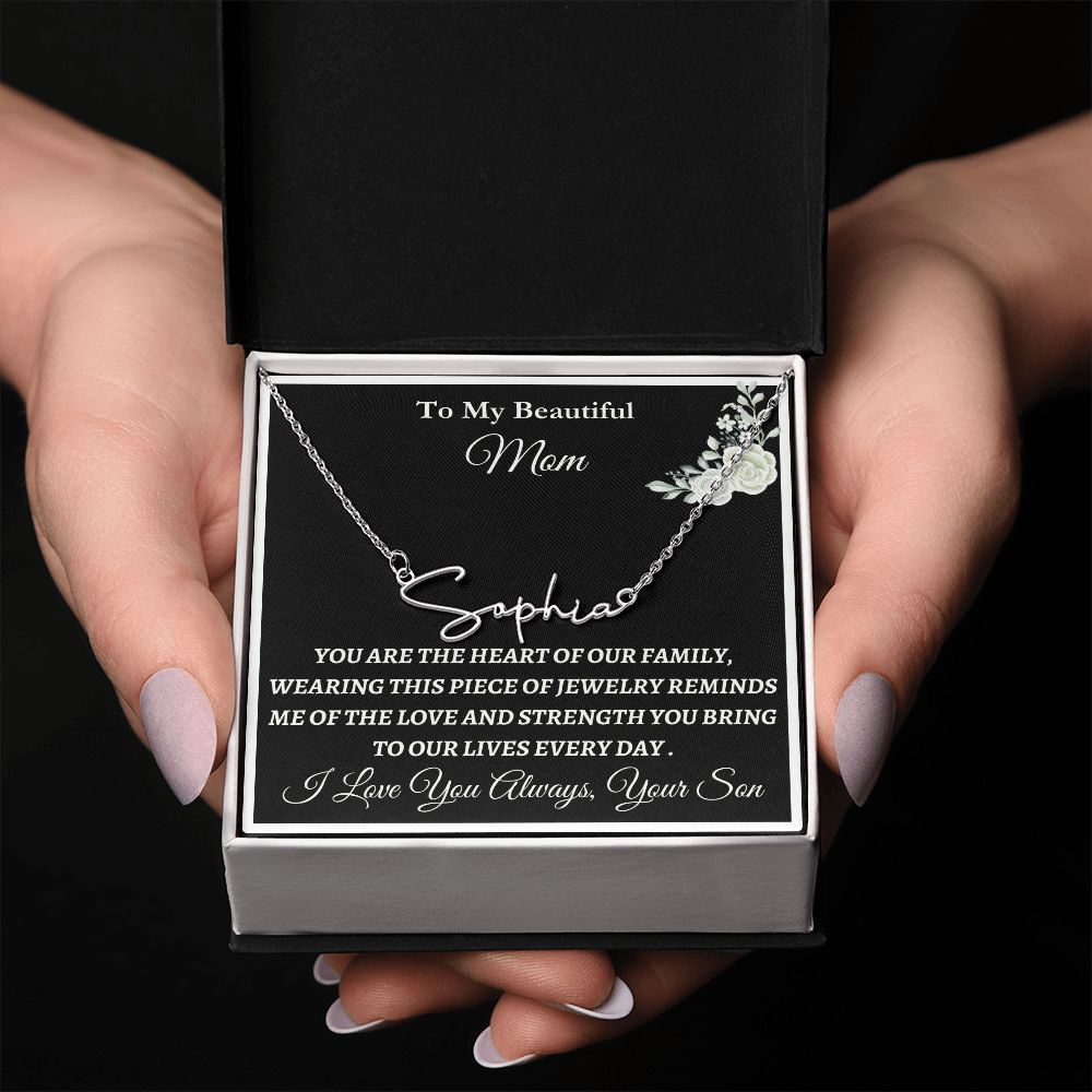 To Mom From Son - Signature Style Name Necklace