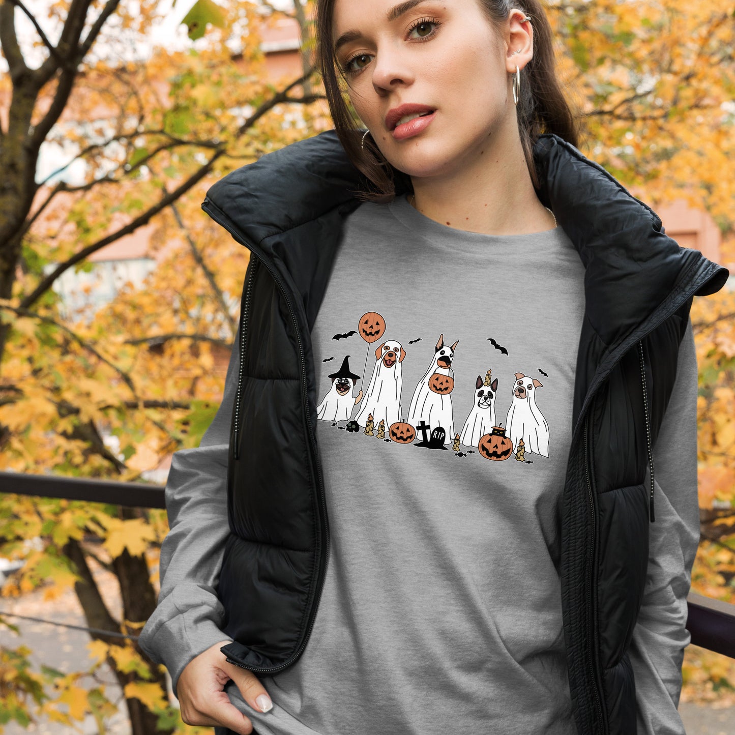 Halloween Dog Unisex Long Sleeve Tee