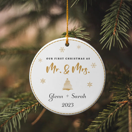 Mr. & Mrs. Personalized First Christmas Ornament