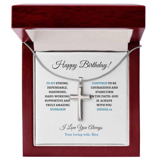 Birthday for Him - Personalized Stainless cross necklace